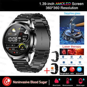 Stainless Steel Shockproof Bluetooth Round Shape Smart Watch