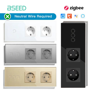 Bseed 10A Aluminium Alloy Touch Light Wall Wireless Socket Switch