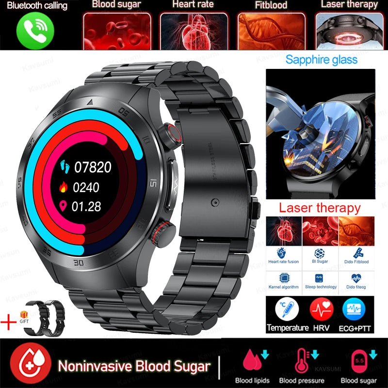 Stainless Steel Health Management Bluetooth Round Smart Watch