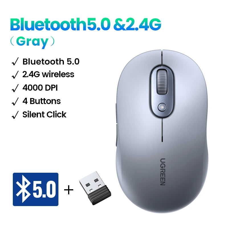 Ugreen 4000 DPI USB Support Wireless Portable Battery Office Mouse