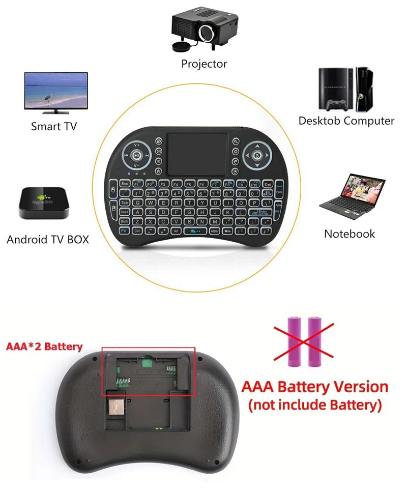 78 Keys 2.4Ghz Bluetooth Wireless Backlight Mini Touchpad Keyboard