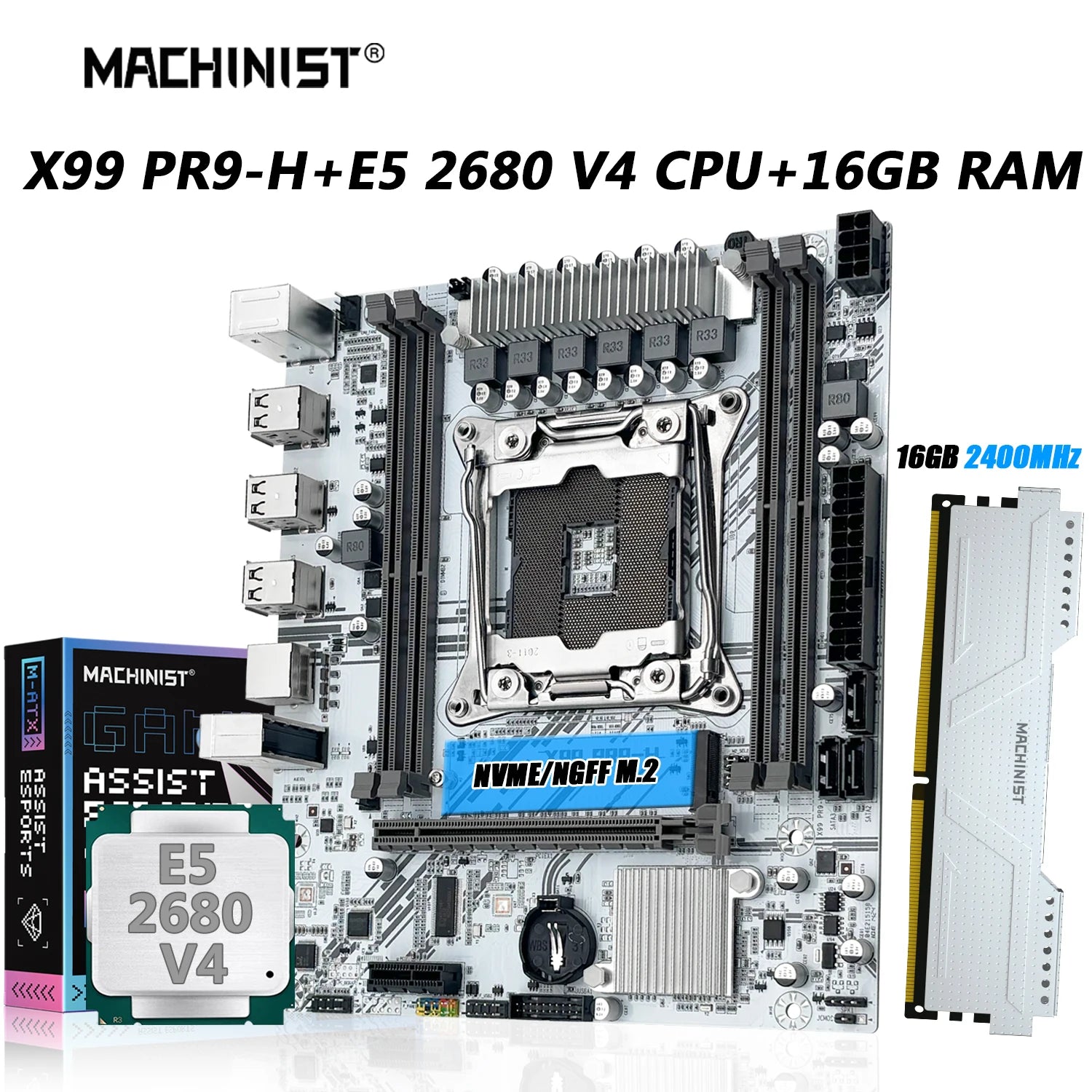 Machinist LGA 2011-3 Intel Xeon E5 2680 V4 Desktop Motherboard Set