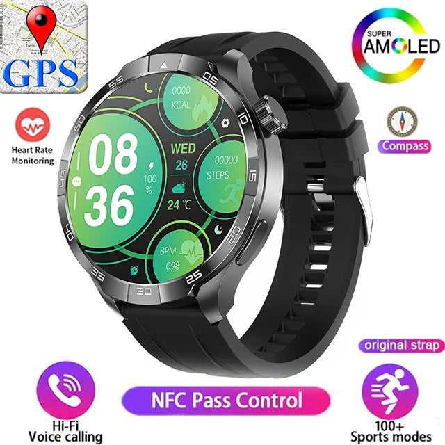 Silica Gel Smart Bluetooth Voice Support Round Shaped Sports Watch