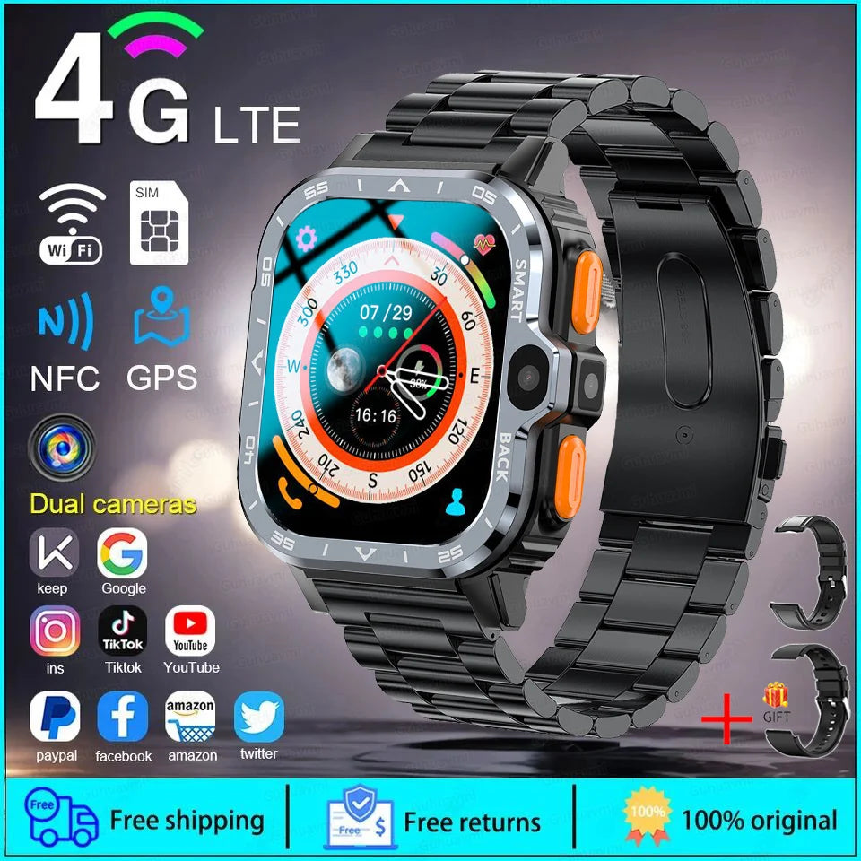 Fine Steel Global WIFI Bluetooth Android GPS Square Smart Watch