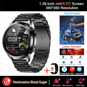 Stainless Steel Shockproof Bluetooth Round Shape Smart Watch