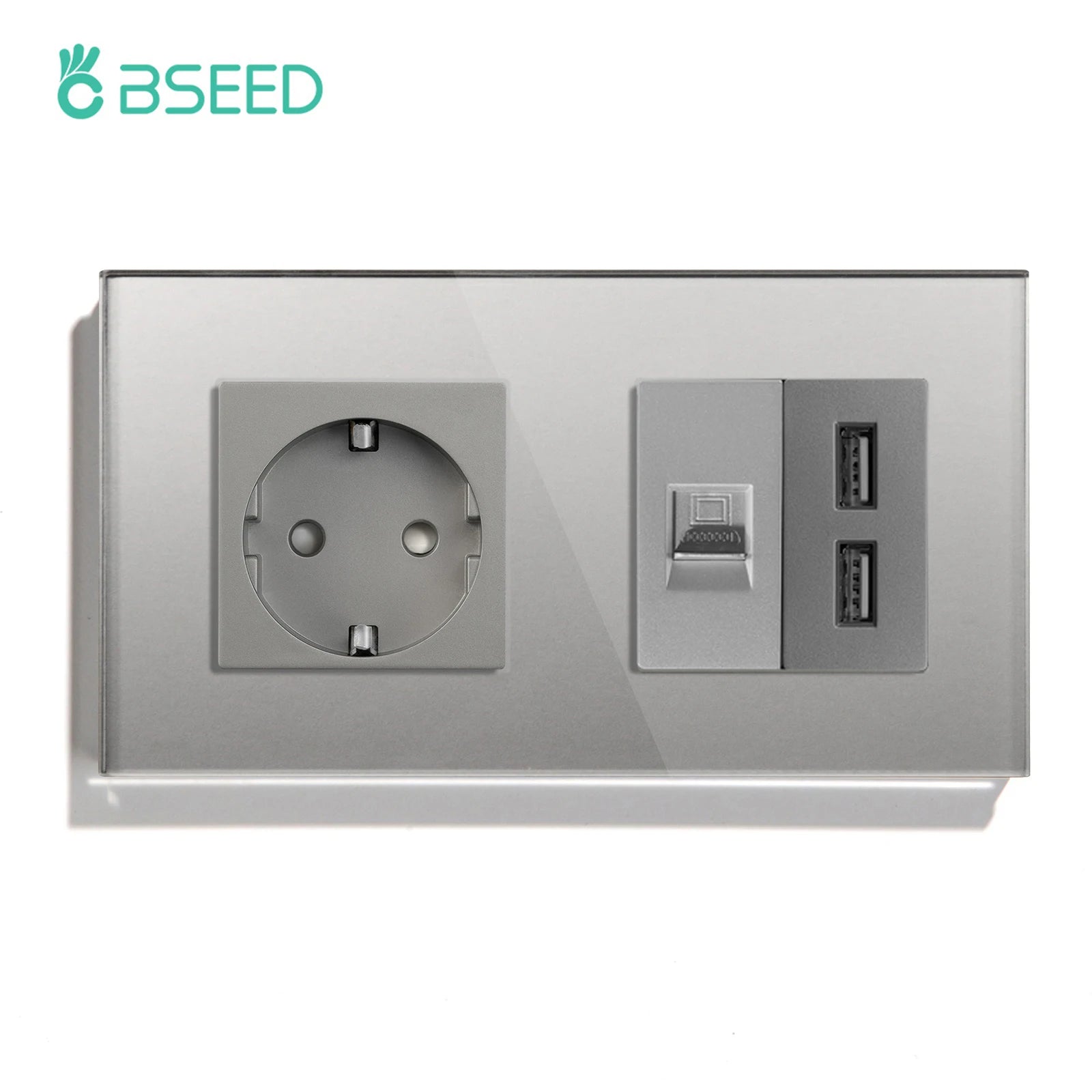 Bseed 16A Glass Panel Touch Light Wall Wireless Socket Switch