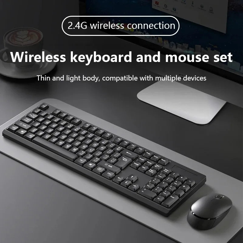 104 Keys Plastic 2.4G Rechargeable Wireless Keyboard Mouse Kit