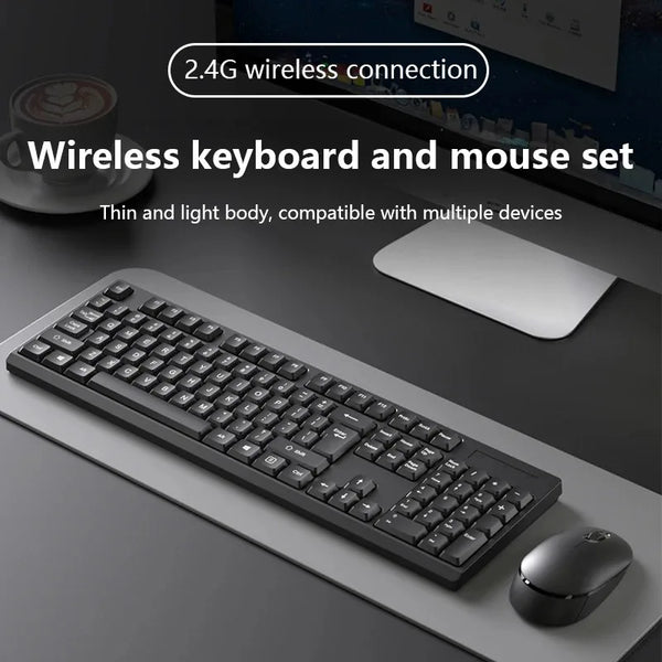 104 Keys Plastic 2.4G Rechargeable Wireless Keyboard Mouse Kit