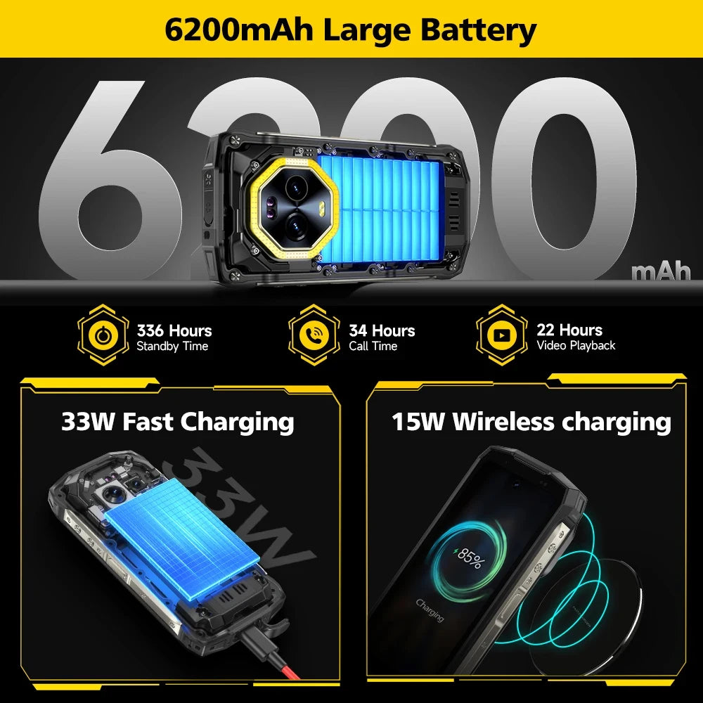 Rubber Rugged 6200mAh 8GB RAM 256GB ROM 4.7 Inches Smart Phone