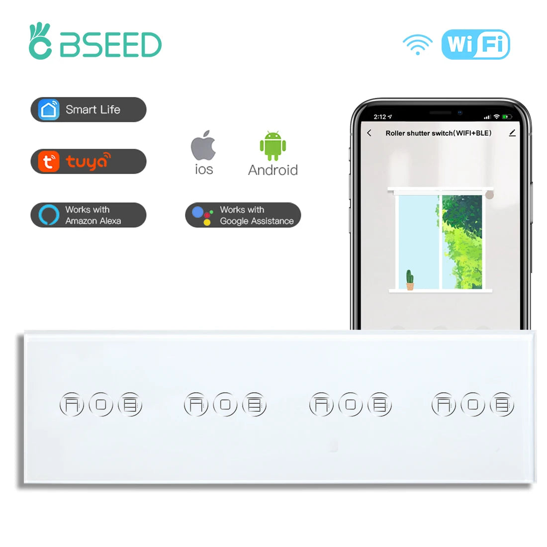 Bseed Alloy Multi Gang Roller Shutter APP Control Wifi Switch