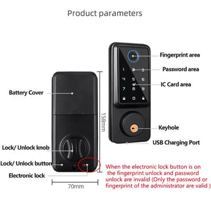 RayKube Aluminium Alloy Fingerprint Digital Smart Door Lock