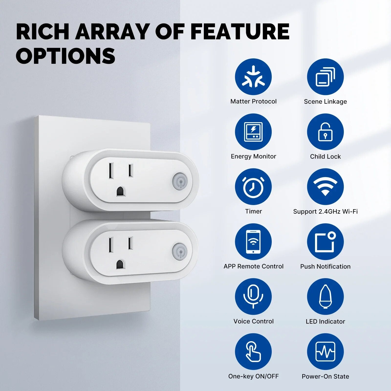 Moes Plastic Panel Voice Control Smart WIFI Power Socket Plug