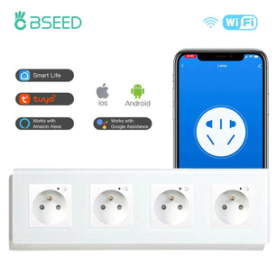 Bseed 16A Glass Panel Wireless WIFI Control Smart Power Socket