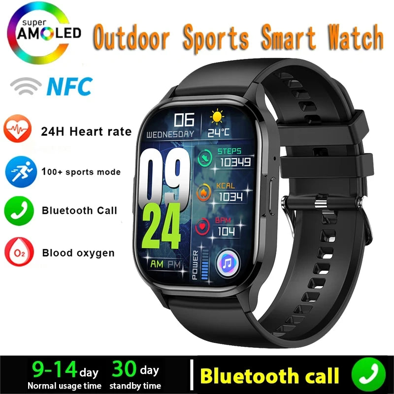 Silica Gel Smart Bluetooth Voice Support Square Shaped Sports Watch