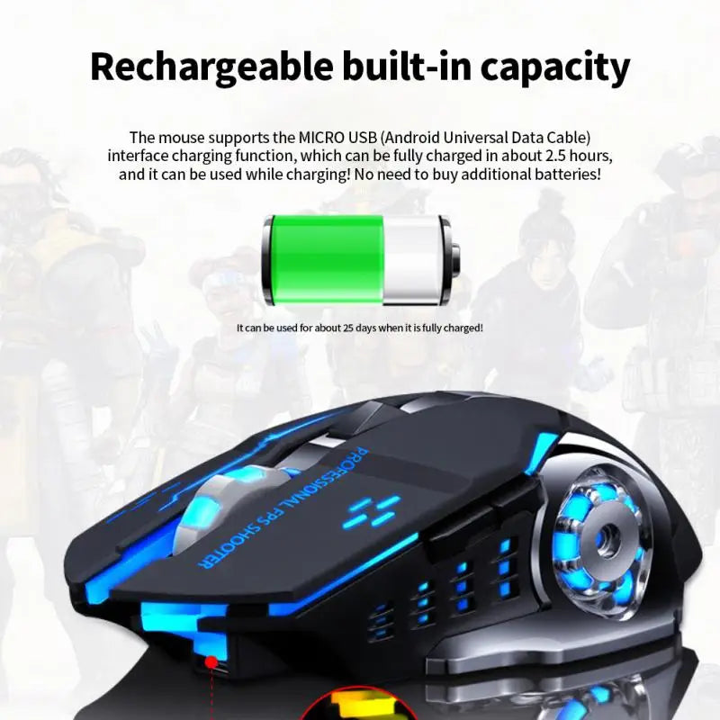 3600DPI 2.4G Wireless Gamer Mouse With 6 Buttons and 1 Roller