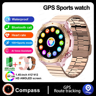 Stainless Steel GPS Track Bluetooth Waterproof Round Smart Watch