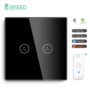 Bseed Alloy 4 Gang 1 Way Crystal Glass Panel Light Touch Switch