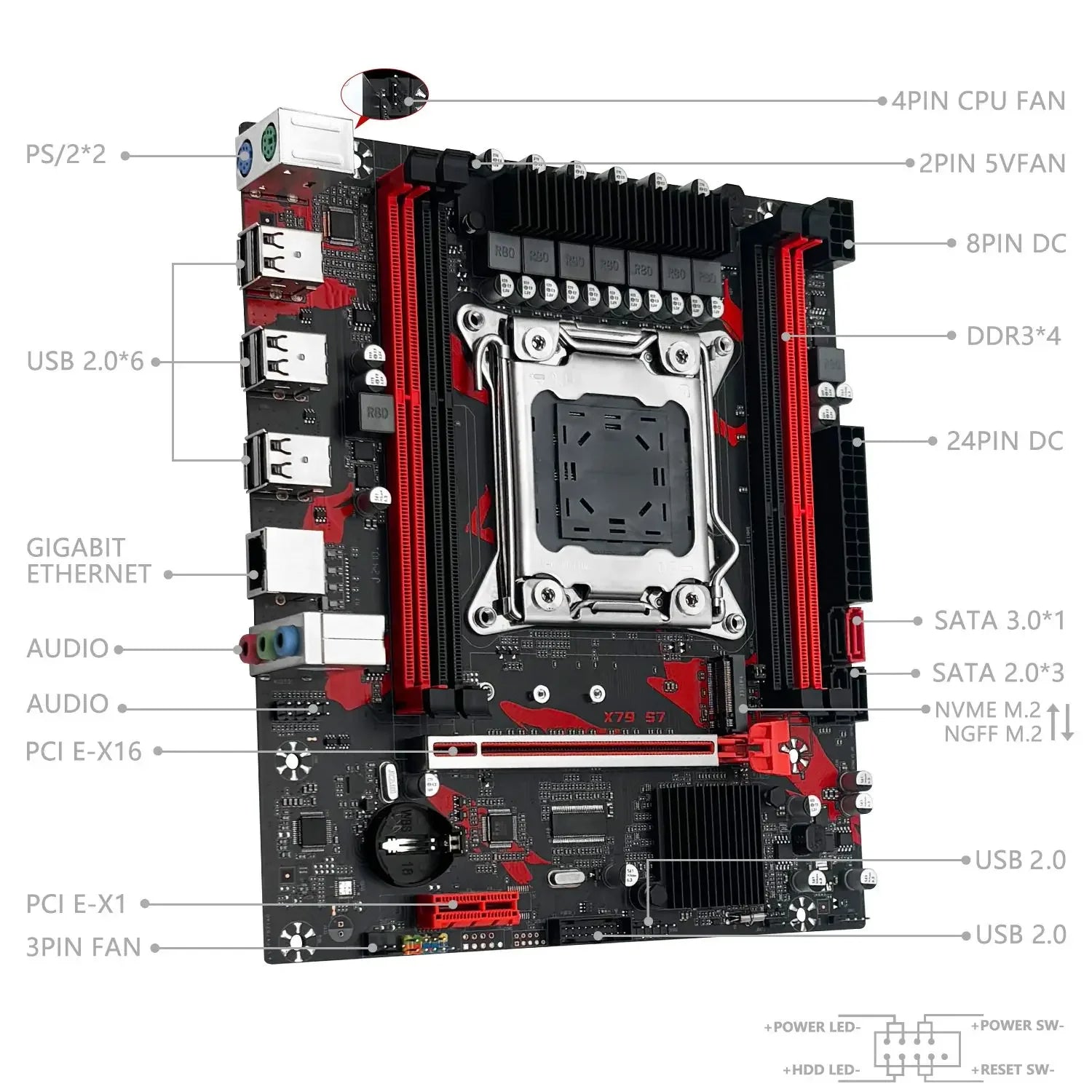 Machinist LGA 2011-3 Intel Xeon E5 2650 V2 Desktop Motherboard Set