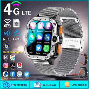 Fine Steel Global WIFI Bluetooth Android GPS Square Smart Watch