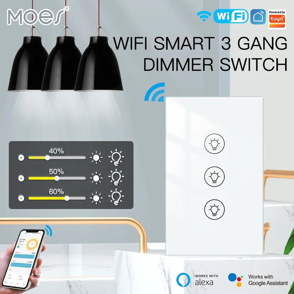 Moes Plastic Panel Light Smart Voice Control Dimmer Switch