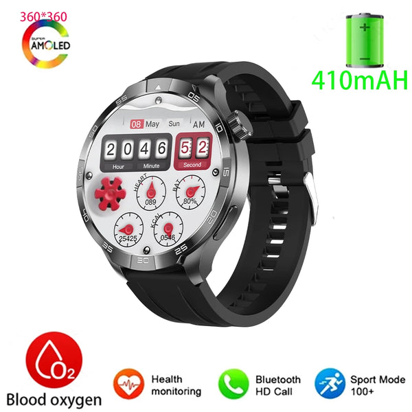 Silica Gel Smart Bluetooth Voice Support Round Shaped Sports Watch