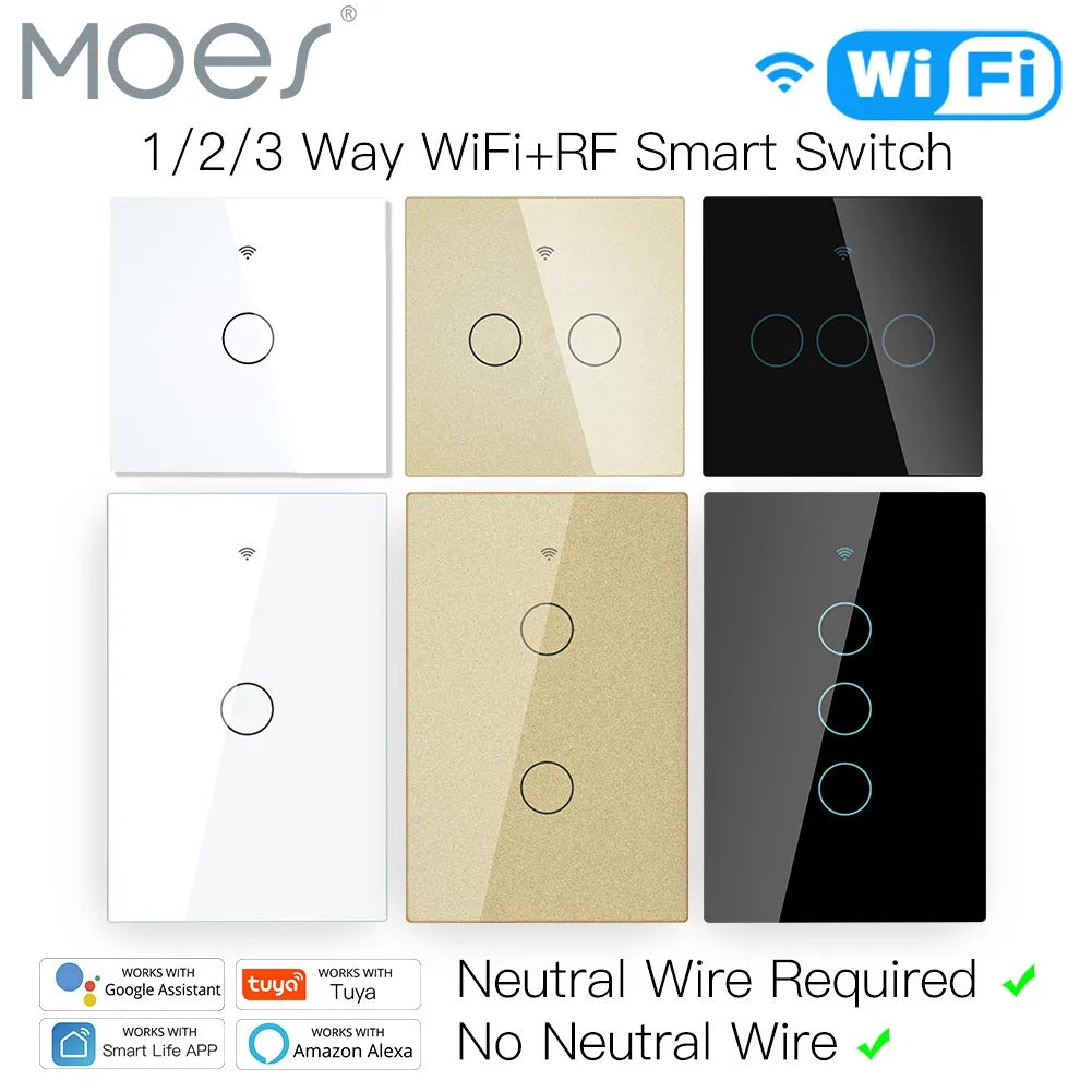 Moes Plastic Voice Remote Control WIFI LED Wall Switches