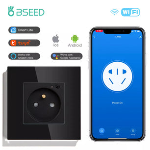 Bseed 16A Glass Panel Wireless WIFI Control Smart Power Socket