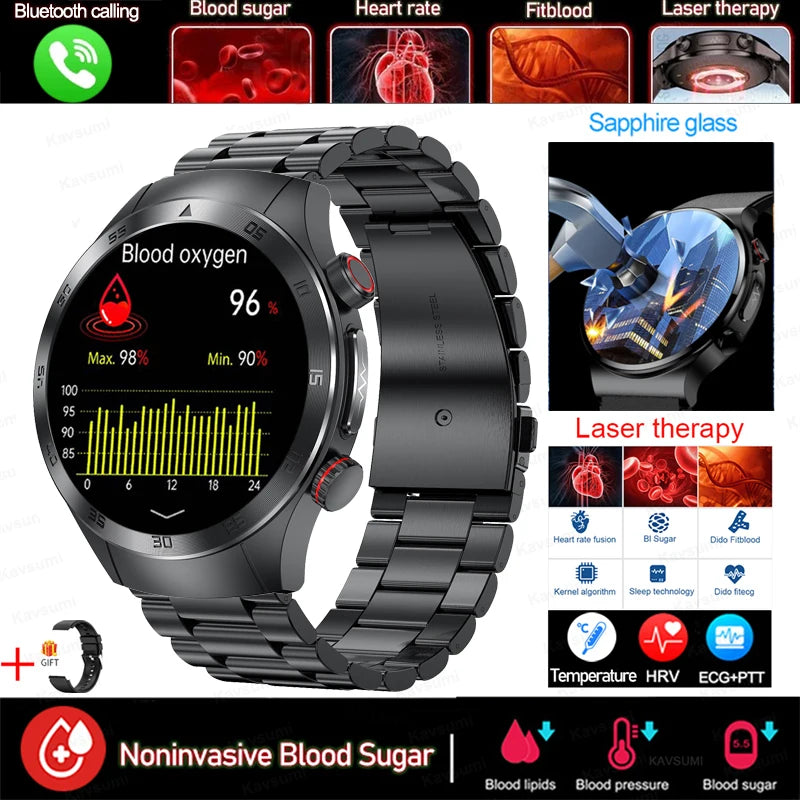 Stainless Steel Health Management Bluetooth Round Smart Watch