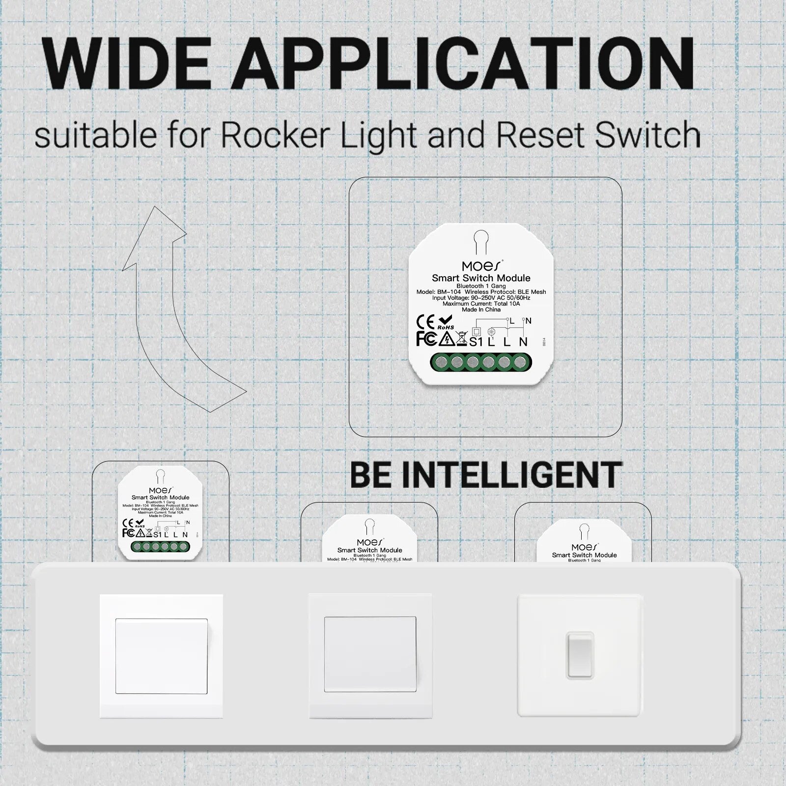 Moes Plastic Panel Bluetooth Smart Light Breaker Switch Module