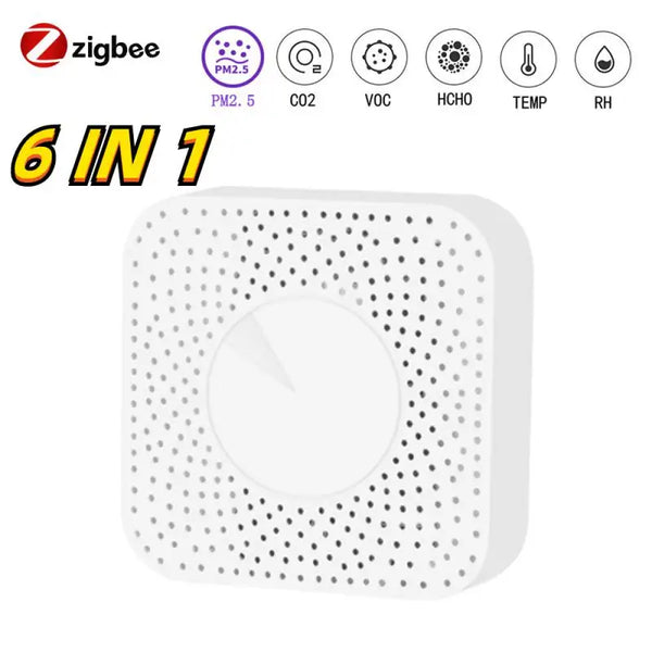 6-IN-1 ABS ZigBee Air Quality Detector Smart Humidity Sensor