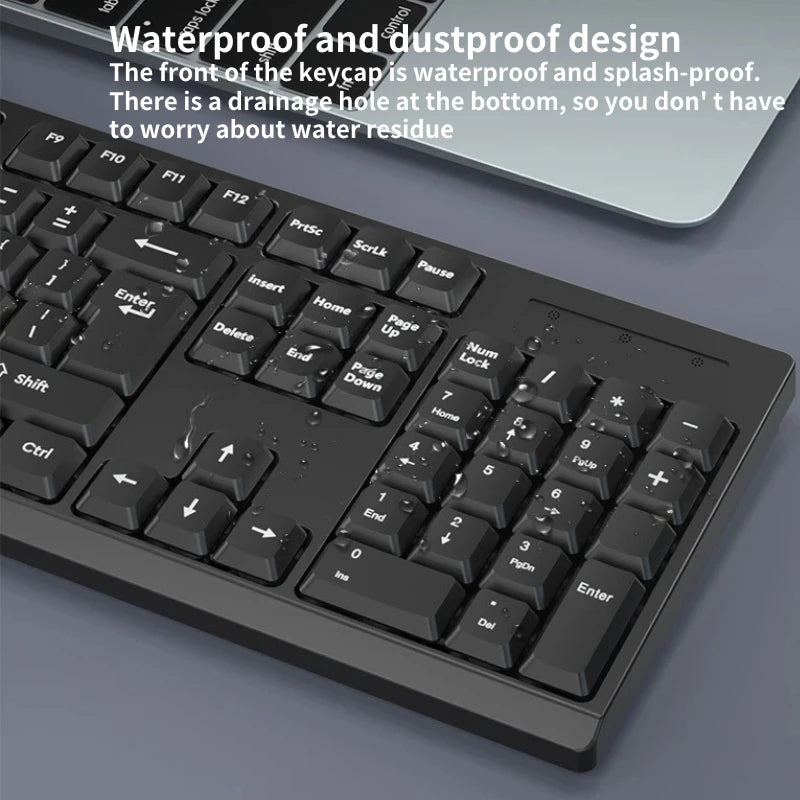 104 Keys Plastic 2.4G Rechargeable Wireless Keyboard Mouse Kit