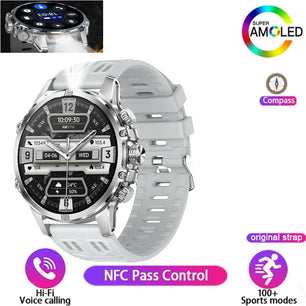 Silica Gel Smart Bluetooth Voice Support Round Shaped Sports Watch