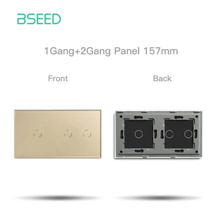 Bseed 10A Alloy 2 Gang Crystal Glass Panel Light Touch Switch