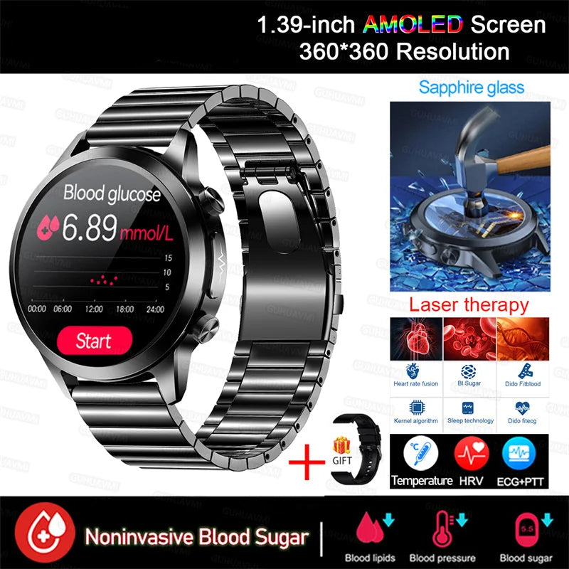 Stainless Steel Shockproof Bluetooth Round Shape Smart Watch