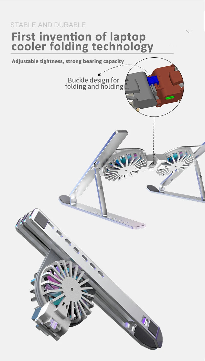 Aluminum Alloy Adjustable Cooling Fan Portable Laptop Stand