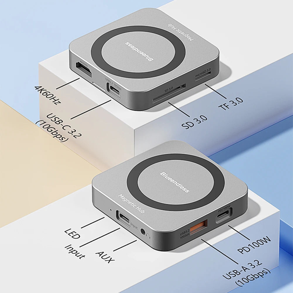 8-IN-1 Aluminum Alloy USB Type-C Splitter Docking Station Hub