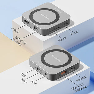 8-IN-1 Aluminum Alloy USB Type-C Splitter Docking Station Hub