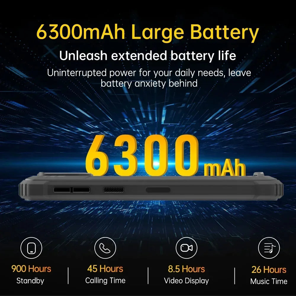 Rubber Rugged 6300mAh 4GB RAM 128GB ROM 5.93 Inches Smart Phone