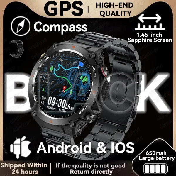 Silica Gel Waterproof GPS Track Bluetooth Ultra HD Smart Watch