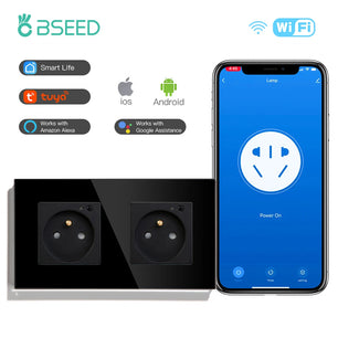 Bseed 16A Glass Panel Wireless WIFI Control Smart Power Socket