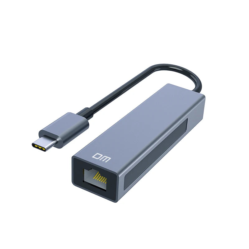 100Mbps Metallic Type-C To USB 2.0 RJ45 Ethernet 3 Port Hub