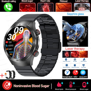 Stainless Steel Health Management Bluetooth Round Smart Watch