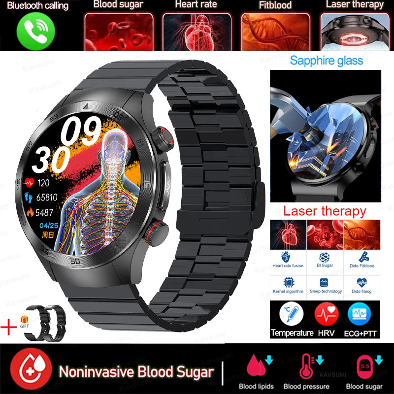 Stainless Steel ECG+PPG Health Bluetooth Round Smart Watch