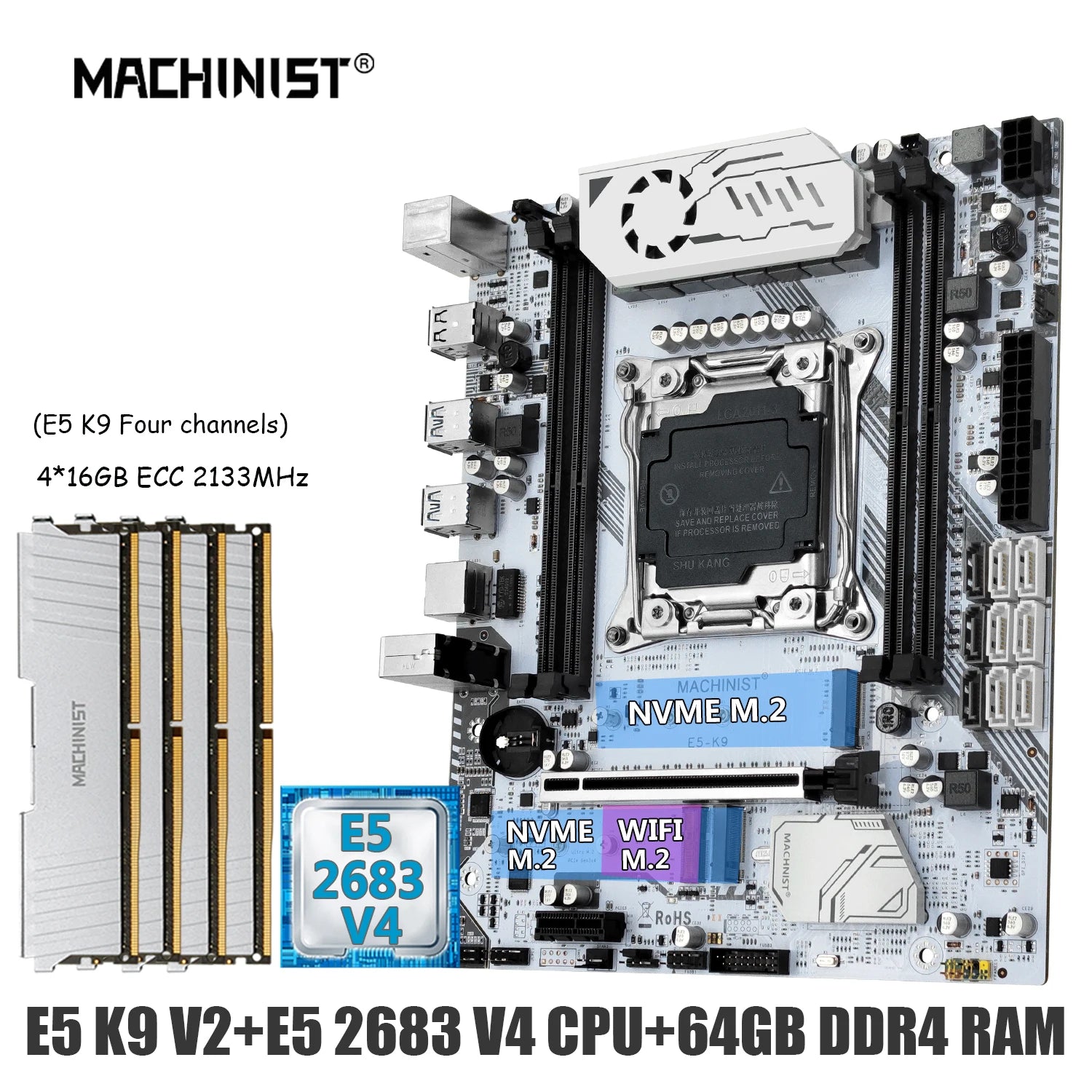 Machinist LGA 2011-3 Xeon E5 K9 V2 2683 V4 Desktop Motherboard Set