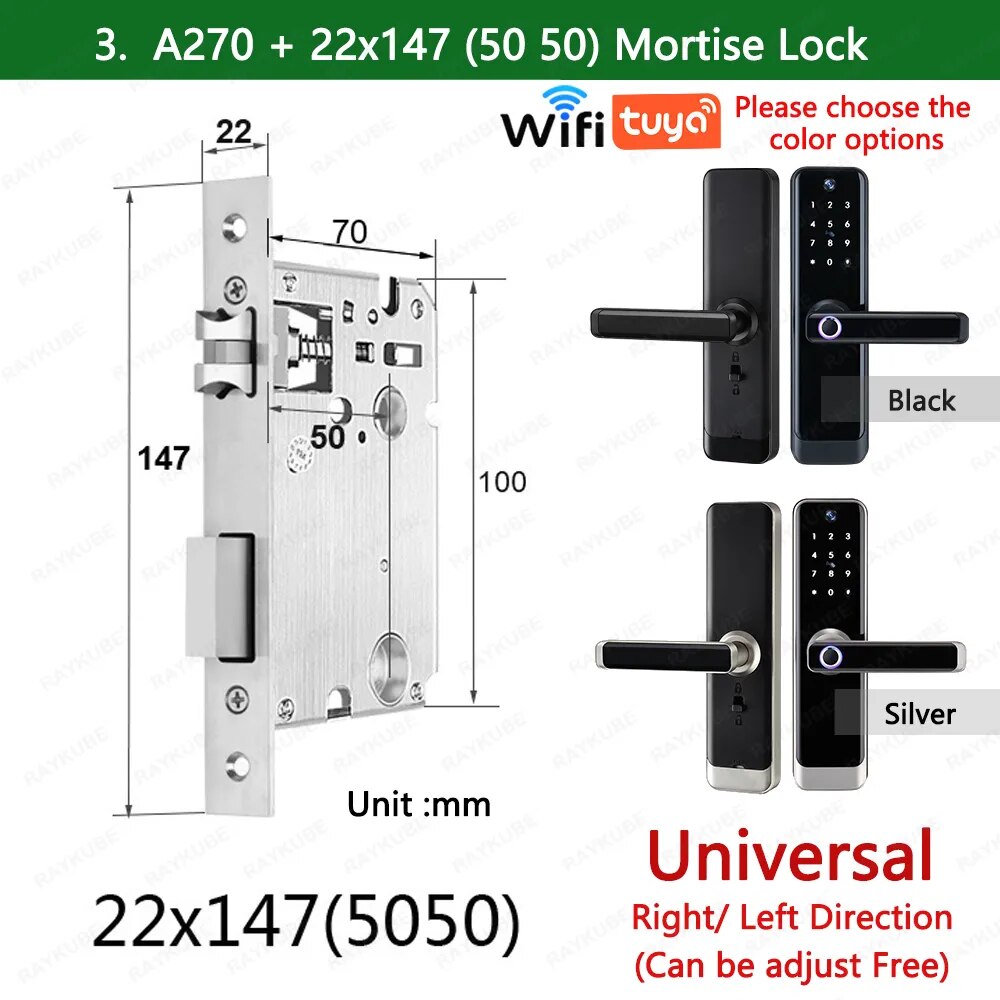 RayKube Aluminium Alloy Fingerprint Digital Smart Door Lock