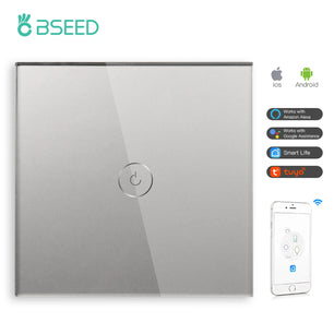 Bseed Alloy 4 Gang 1 Way Crystal Glass Panel Light Touch Switch