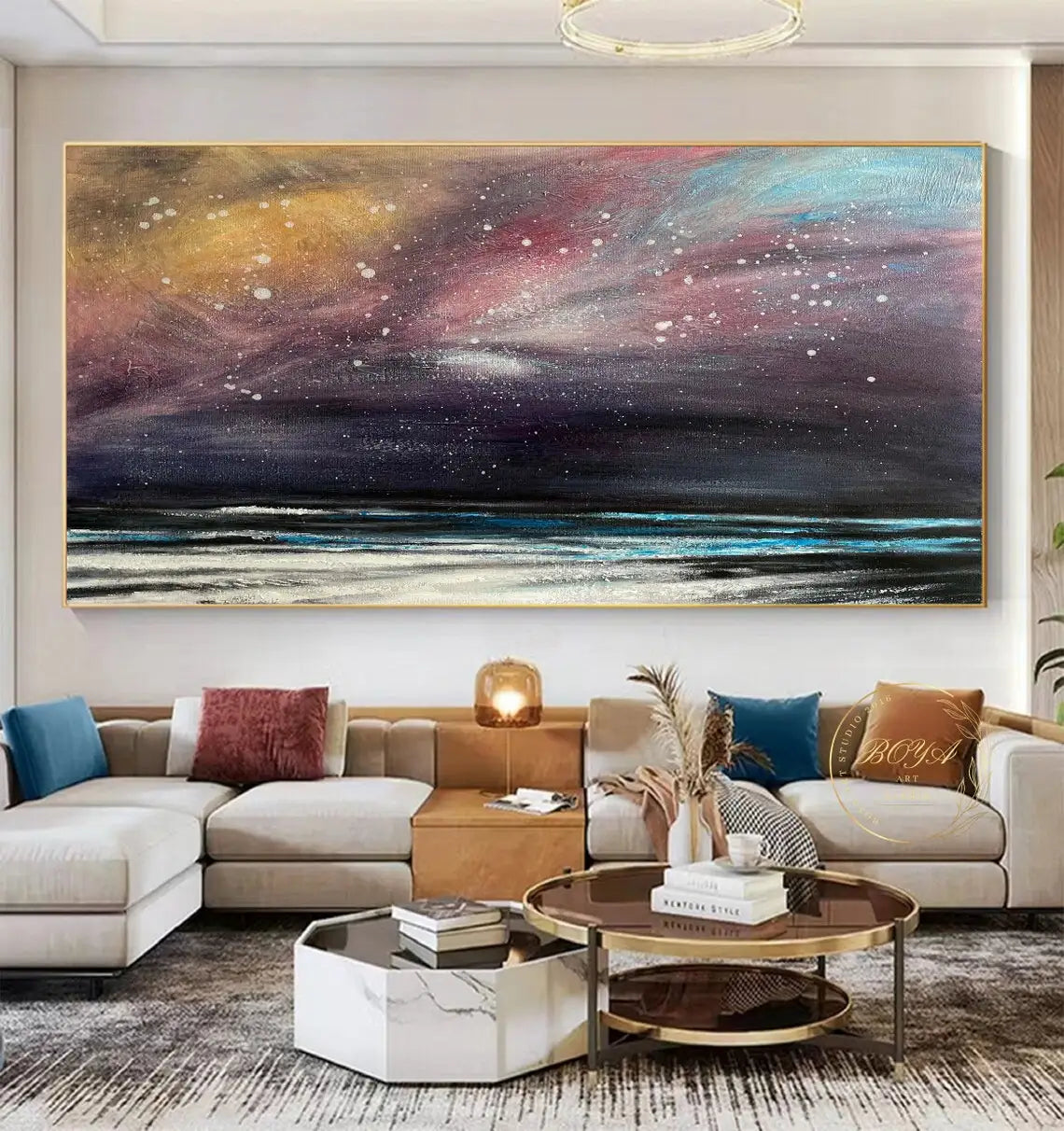 100% Canvas Modern Sky Pattern Handmade Elegant Oil Painting