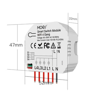 Moes 250V Plastic Automatic WIFI Smart Light Switch Modules