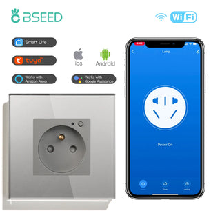 Bseed 16A Glass Panel Wireless WIFI Control Smart Power Socket