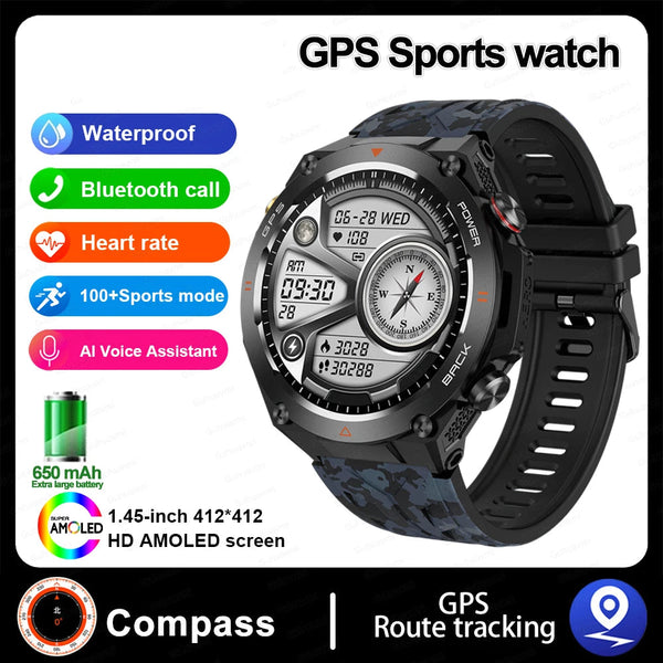 Stainless Steel GPS Track Bluetooth Waterproof Round Smart Watch